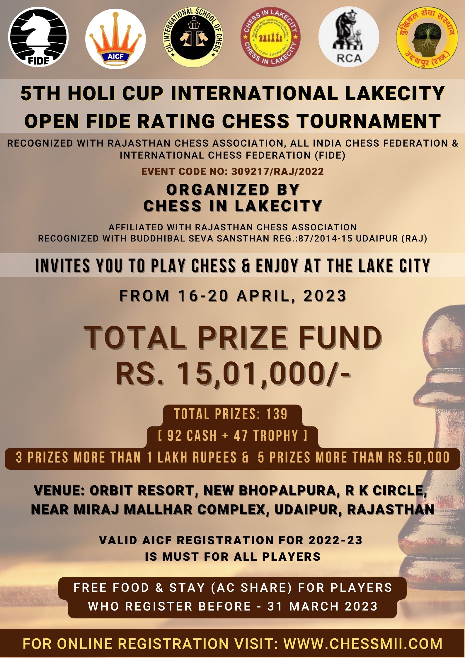 Fide Rated Chess Tournament in lakecity